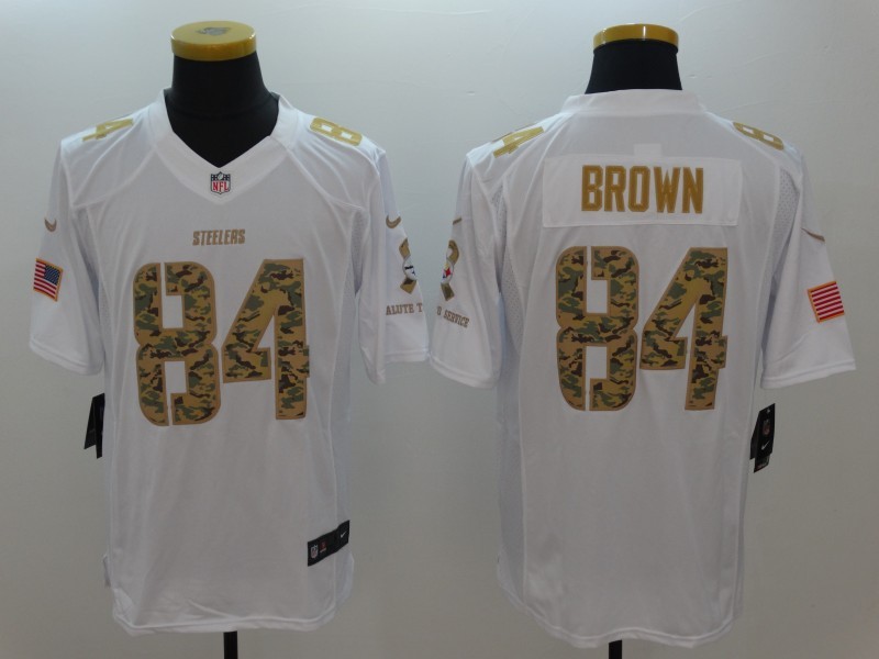 Men's Pittsburgh Steelers Antonio Brown #84 White Jersey
